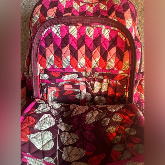 Vera Bradley Backpack Large Bohemian Chevron Padded Laptop / Straps Zip Pockets - Picture 4 of 9